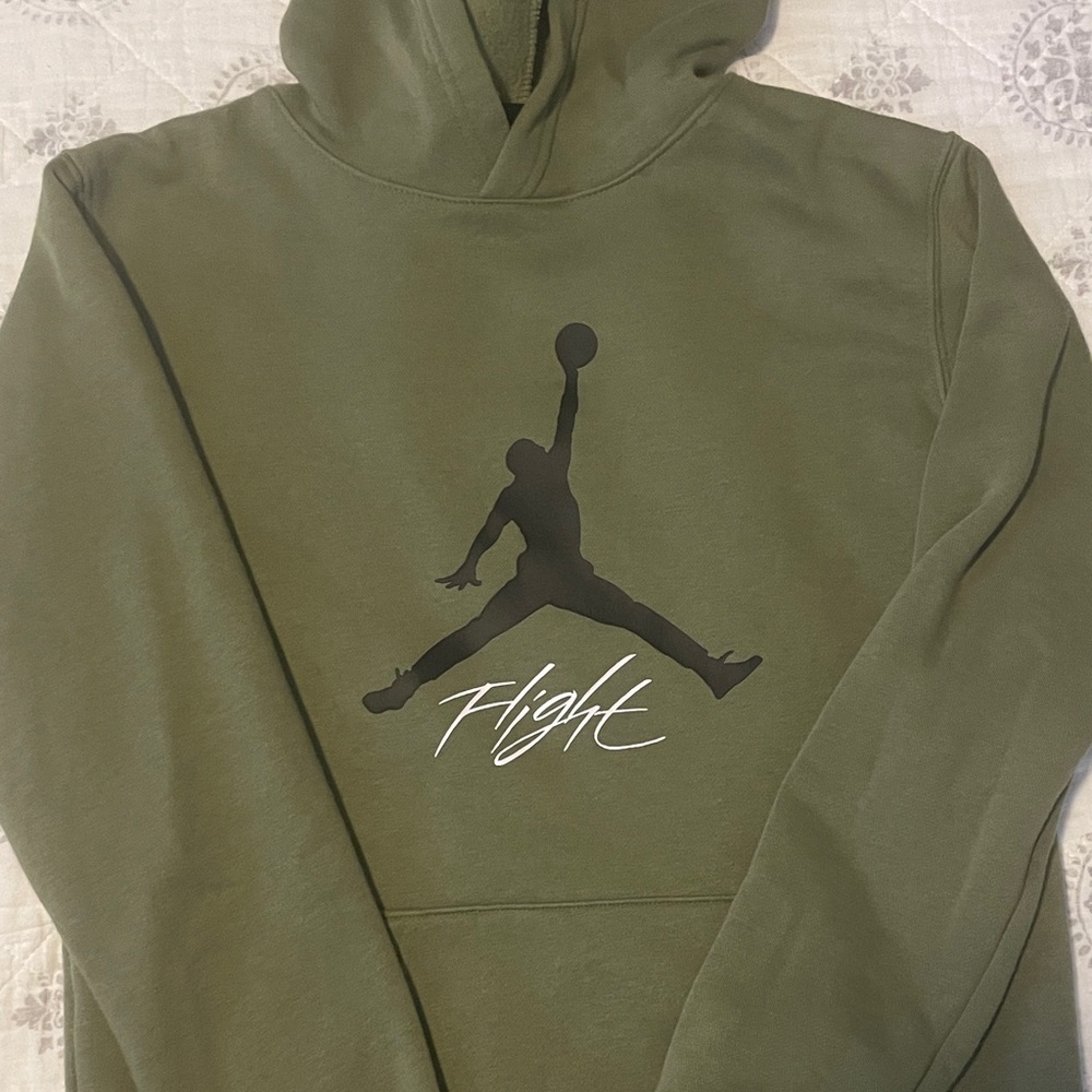 Jordan Olive Hoodie with Iconic Logo